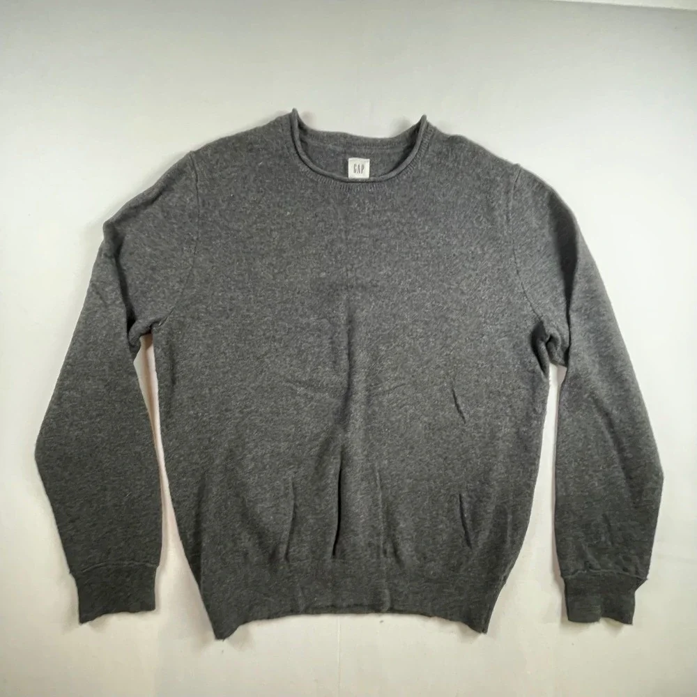 GAP Men's Dark Gray Merino Wool Blend Crew Roll Neck Sweater Size XL‎